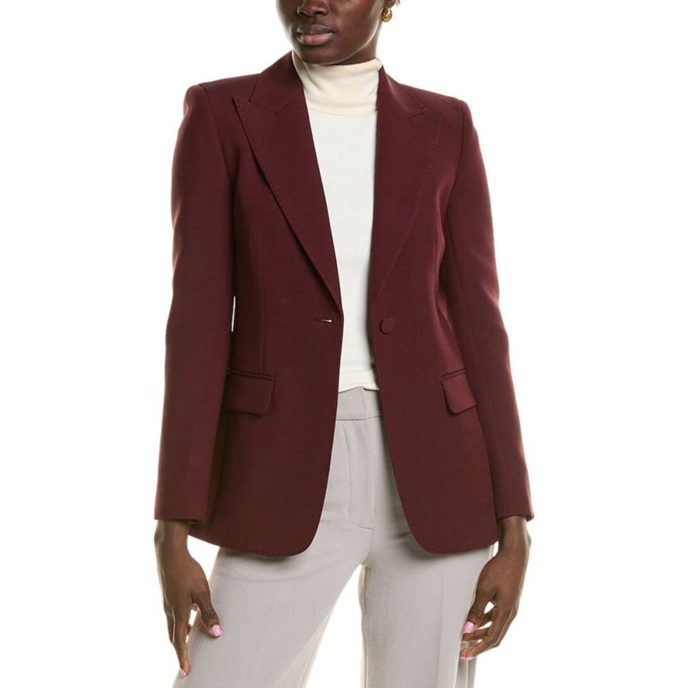 Lafayette 148 New York Womens  Peak Lapel Wool & Silk-Blend Blazer, Red